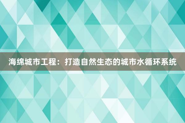 海绵城市工程：打造自然生态的城市水循环系统